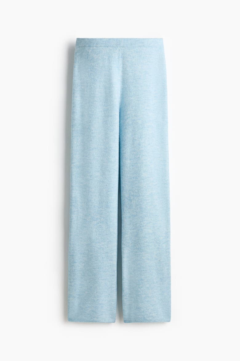 Knitted Pull-on Trousers, Alternate, color, Light blue melange