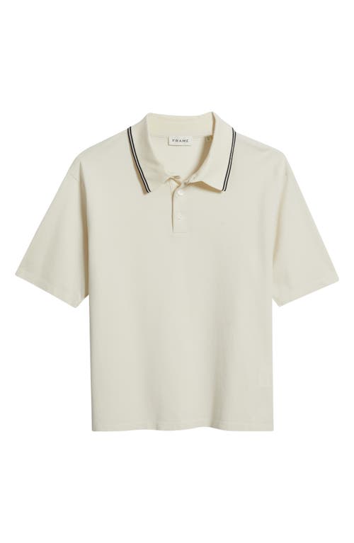 Frame Mens Striped Collar Regular-fit Pique Polo Top White Sand In White