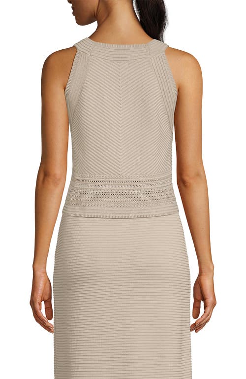 Lands' End Gassed Cotton Pointelle Halter Top Sweater Set Top In Neutral