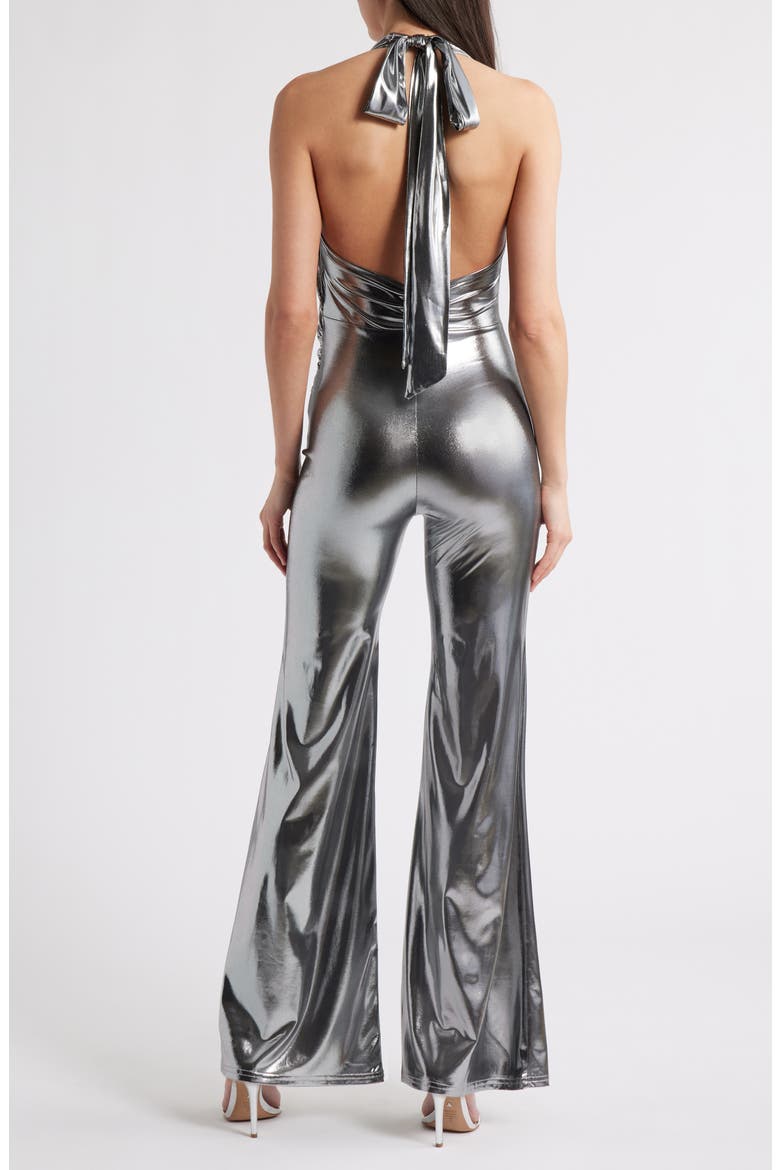 Donna Metallic Wide Leg Jumpsuit, Alternate, color, SILVER