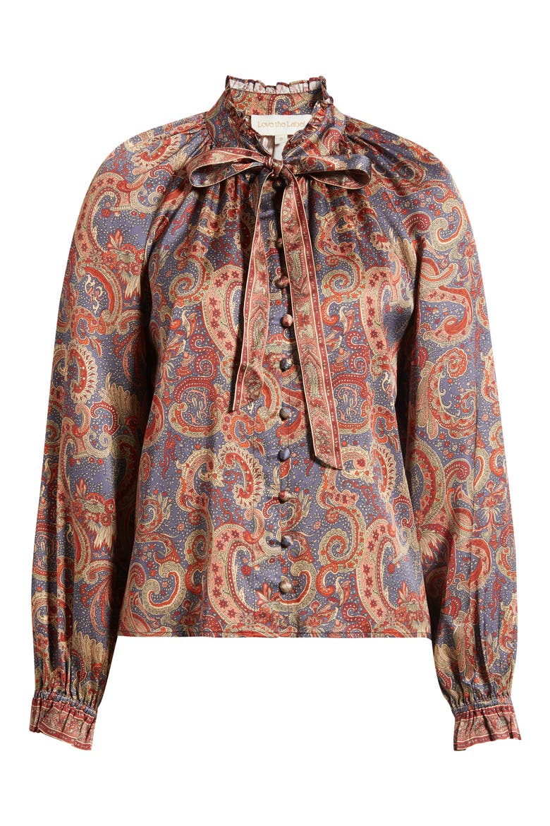 Arden Tie Neck Blouse, Main, color, LUCENT LIGHTS PRINT
