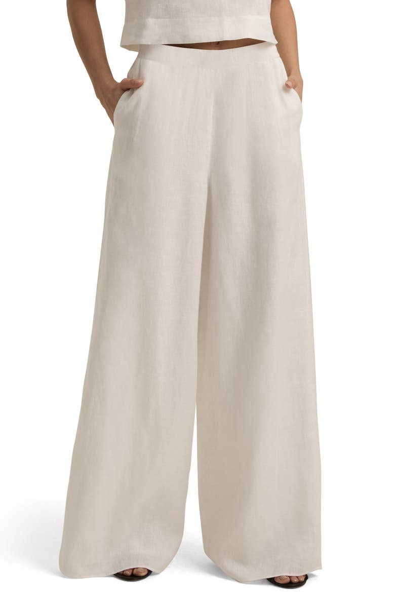 Favorite Daughter Linen Wide Leg Pants, Main, color, Bright White