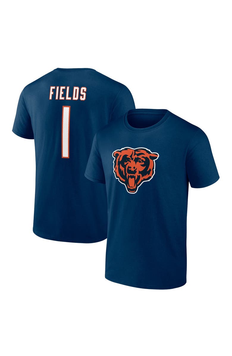 FANATICS Men's Fanatics Branded Justin Fields Navy Chicago Bears Player Icon T-Shirt, Alternate, color, 