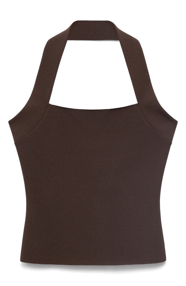 MANGO Textured Halter Top, Alternate, color, Brown