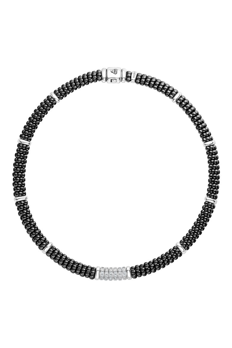 Black Caviar Diamond 6-Link Rope Necklace, Main, color, SILVER/ BLACK