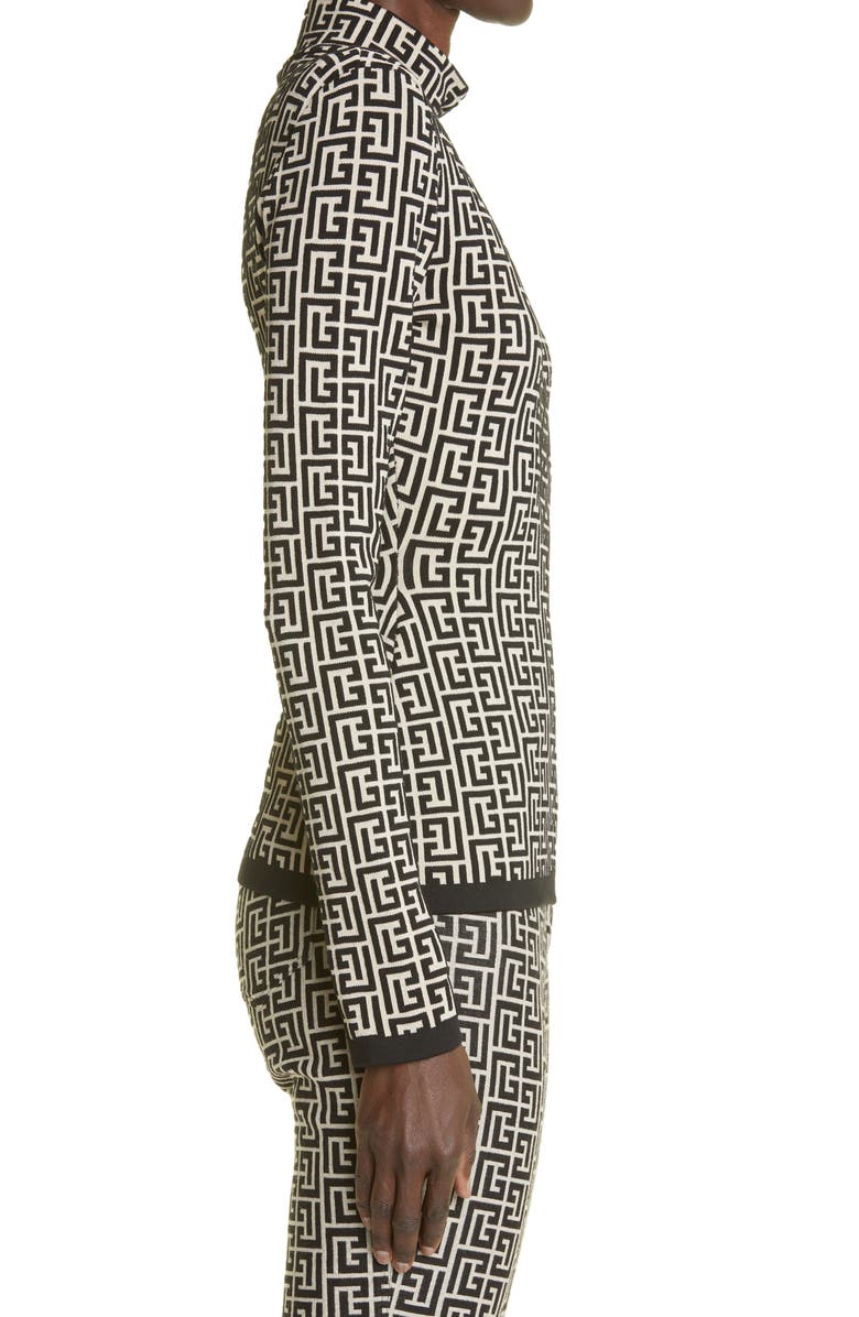 Balmain Monogram Jacquard Sweater, Alternate, color, 