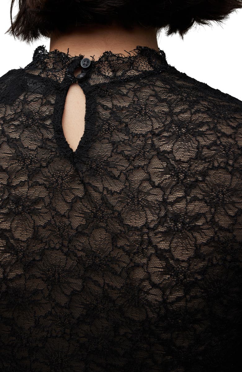 AllSaints Francesco Long Sleeve Lace Top, Alternate, color, 