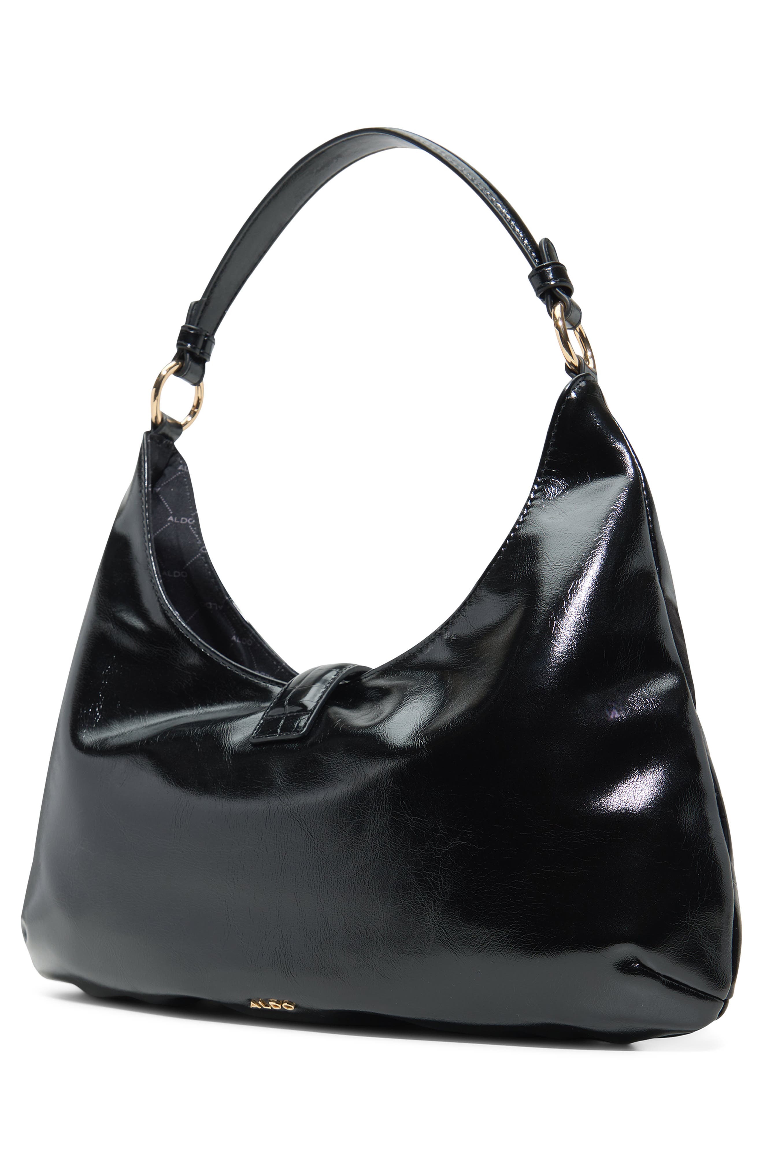 Caltun Faux Leather Hobo Bag, Alternate, color, BLACK
