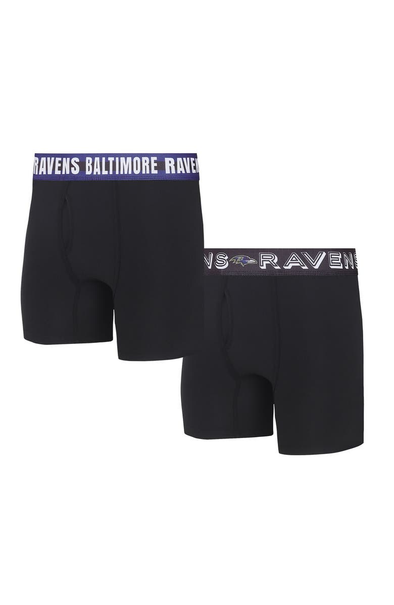 CONCEPTS SPORT Men's Concepts Sport Baltimore Ravens Gauge Knit Boxer Brief Two-Pack, Alternate, color, Black