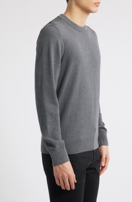 Hugo Boss Boss Ecaio Cotton Piqué Crewneck Sweater In Gray