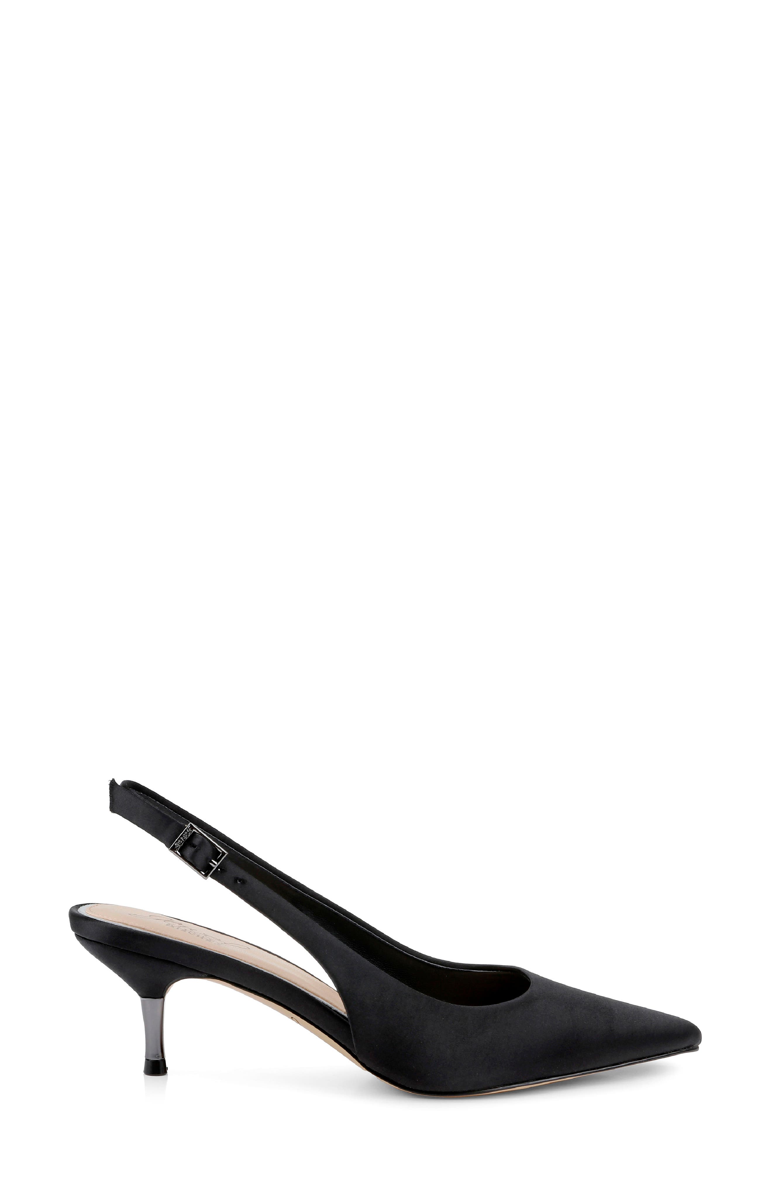 Jewel Badgley Mischka Ilana Slingback Pump, Alternate, color, Black Satin