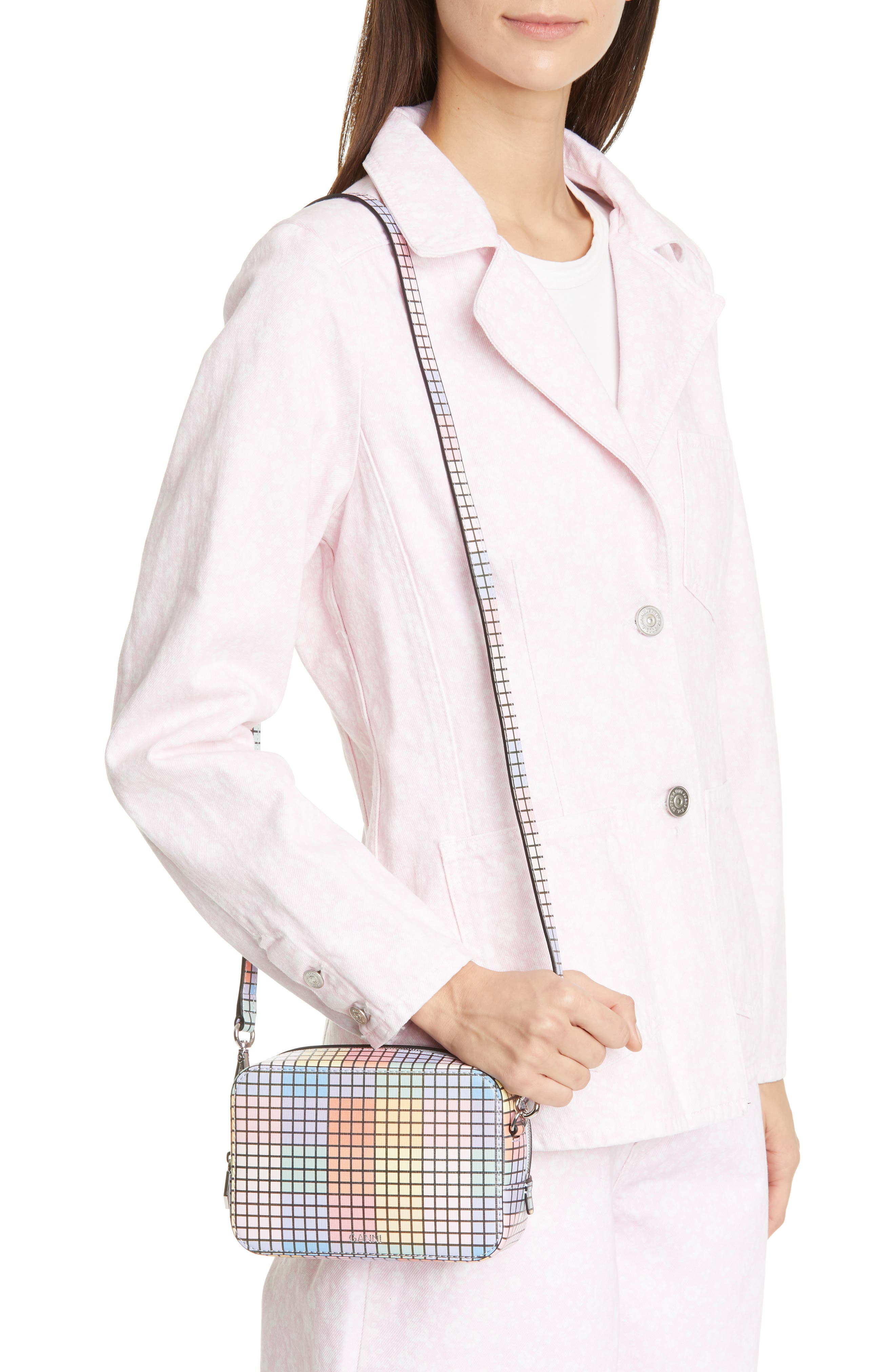 Ganni Leather Camera Crossbody Bag, Alternate, color, 