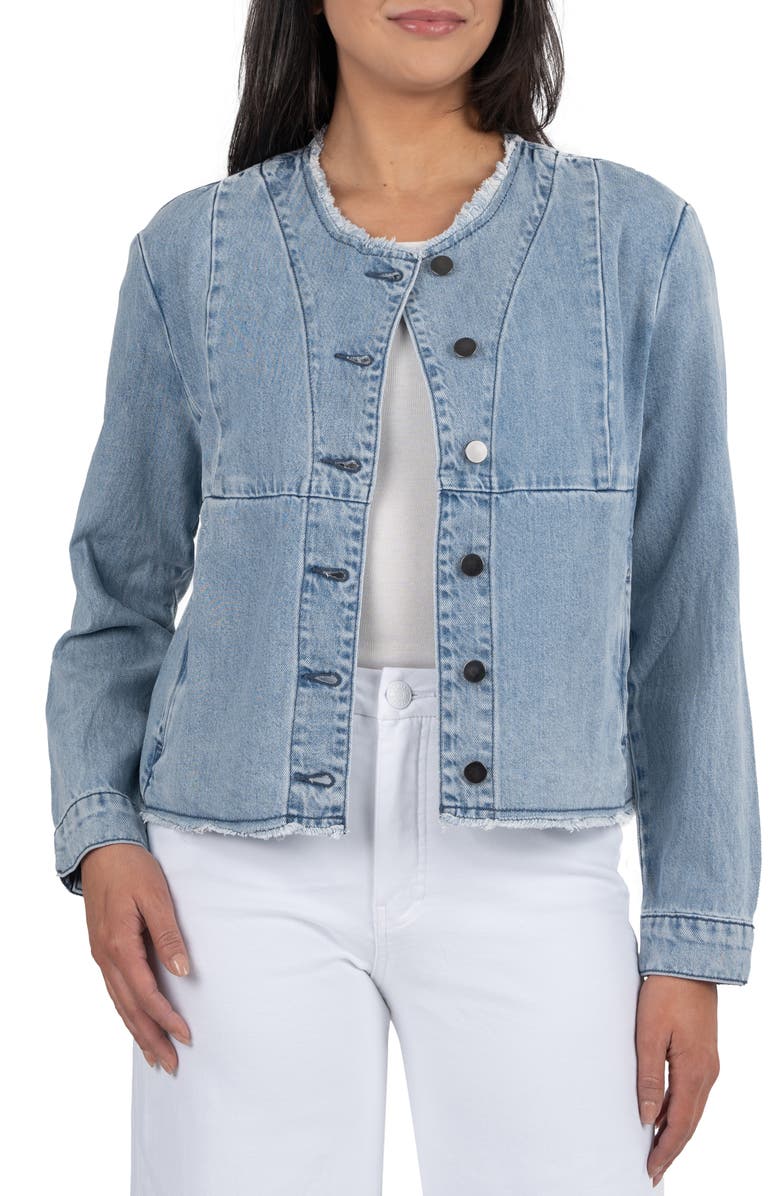 KUT from the Kloth Olea Frayed Hem Denim Jacket, Main, color, 