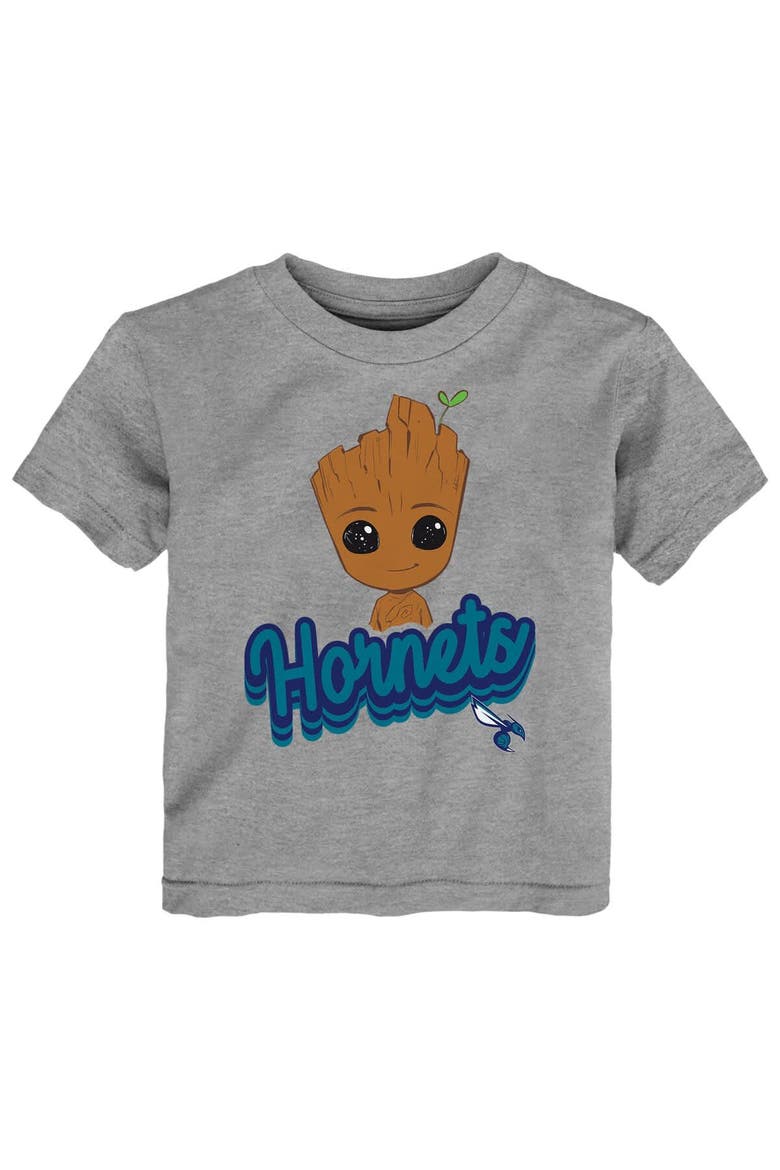 Toddler Heather Gray Charlotte Hornets Two-Piece Guardians Of The Galaxy T-Shirt Set, Alternate, color, Heather Gray