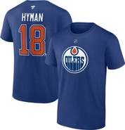 FANATICS Men's Fanatics Zach Hyman Blue Edmonton Oilers Authentic Stack Name & Number T-Shirt
