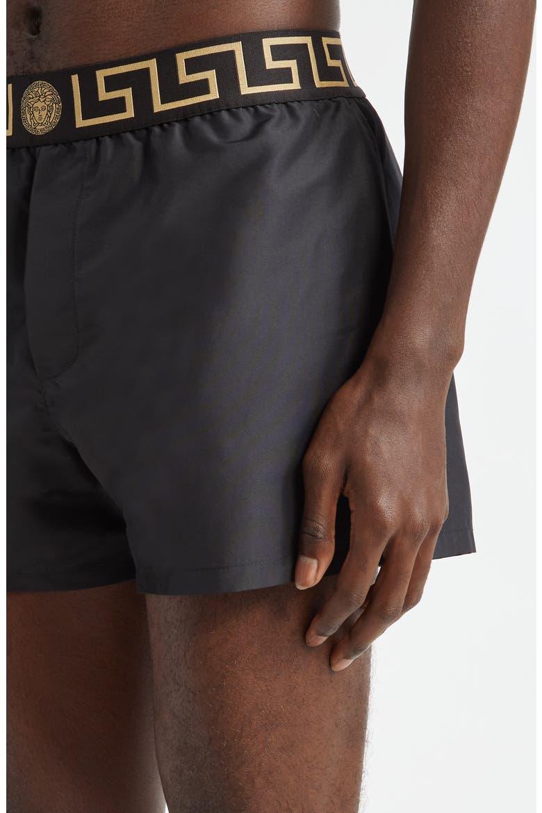 Greca Medusa Swim Trunks, Alternate, color, BLACK GOLD GREEK KEY