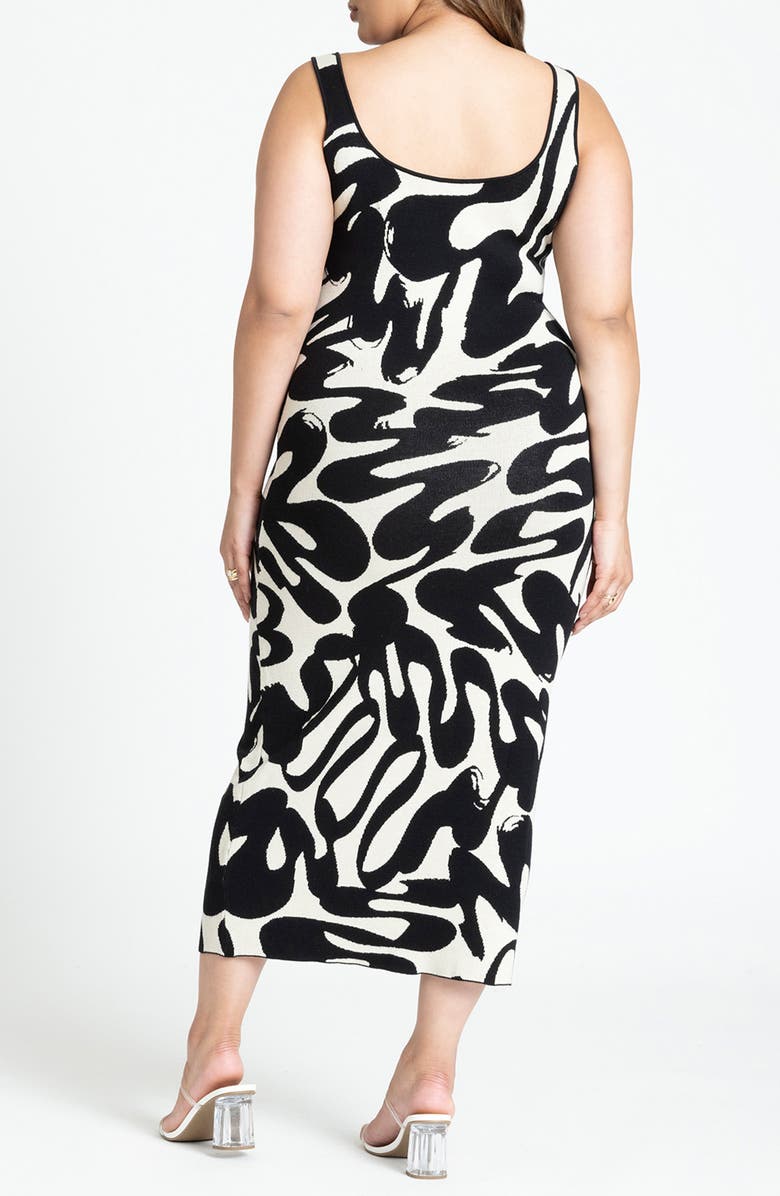 ELOQUII Intarsia Swirl Midi Tank Sweater Dress, Alternate, color,