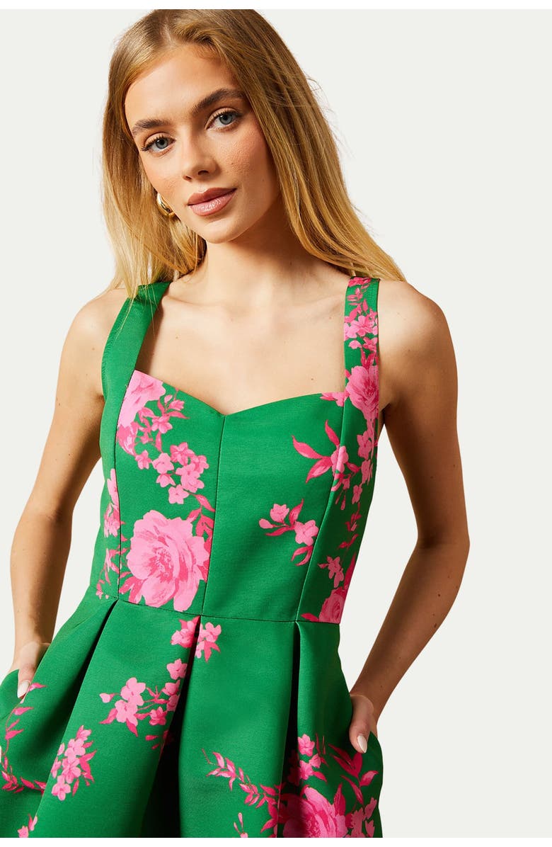 Oasis Occasion Floral Strappy Twill Midi Dress, Alternate, color, Green