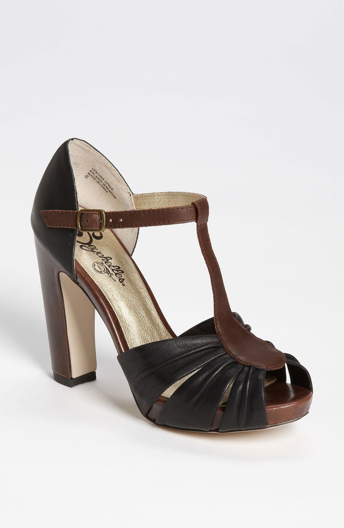 'Two Birds' Sandal, Main, color, BLACK LEATHER
