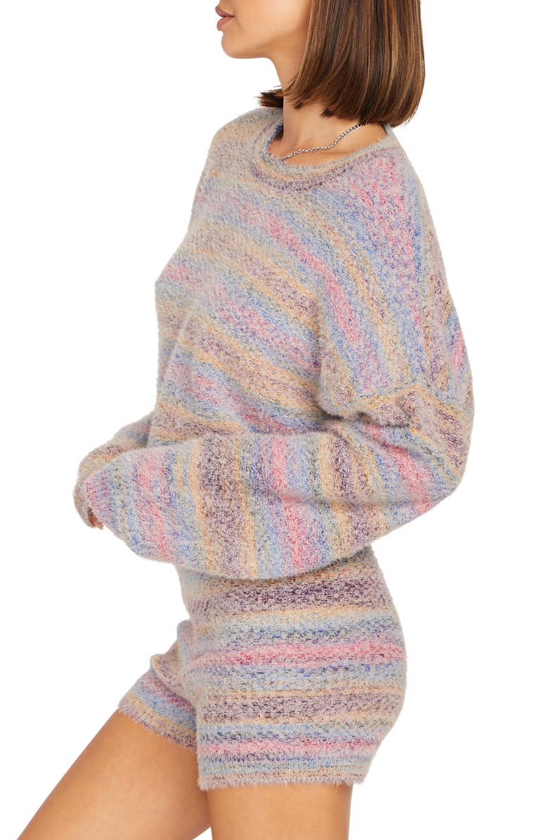 Volcom Quween Beach Fuzzy Stripe Sweater Shorts, Alternate, color, 