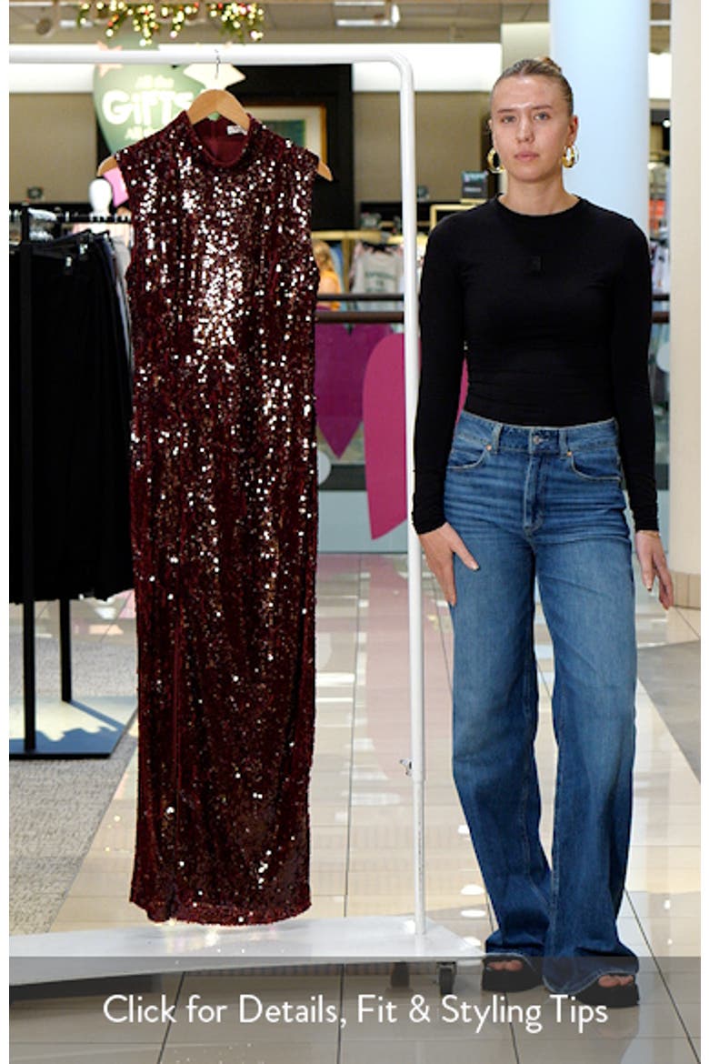 Ivy Sequin Mock Neck Sleeveless Sheath Cocktail Dress video