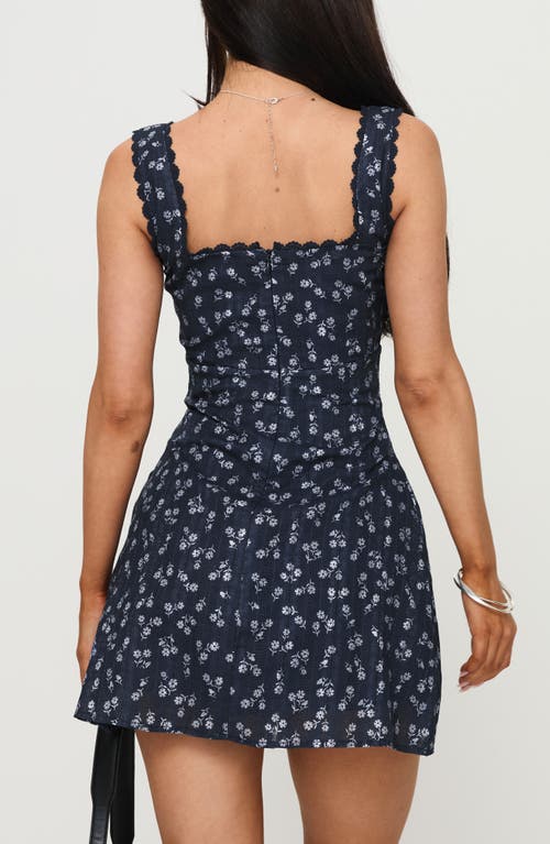 Princess Polly Dasha Floral Cotton Fit & Flare Minidress In Blue
