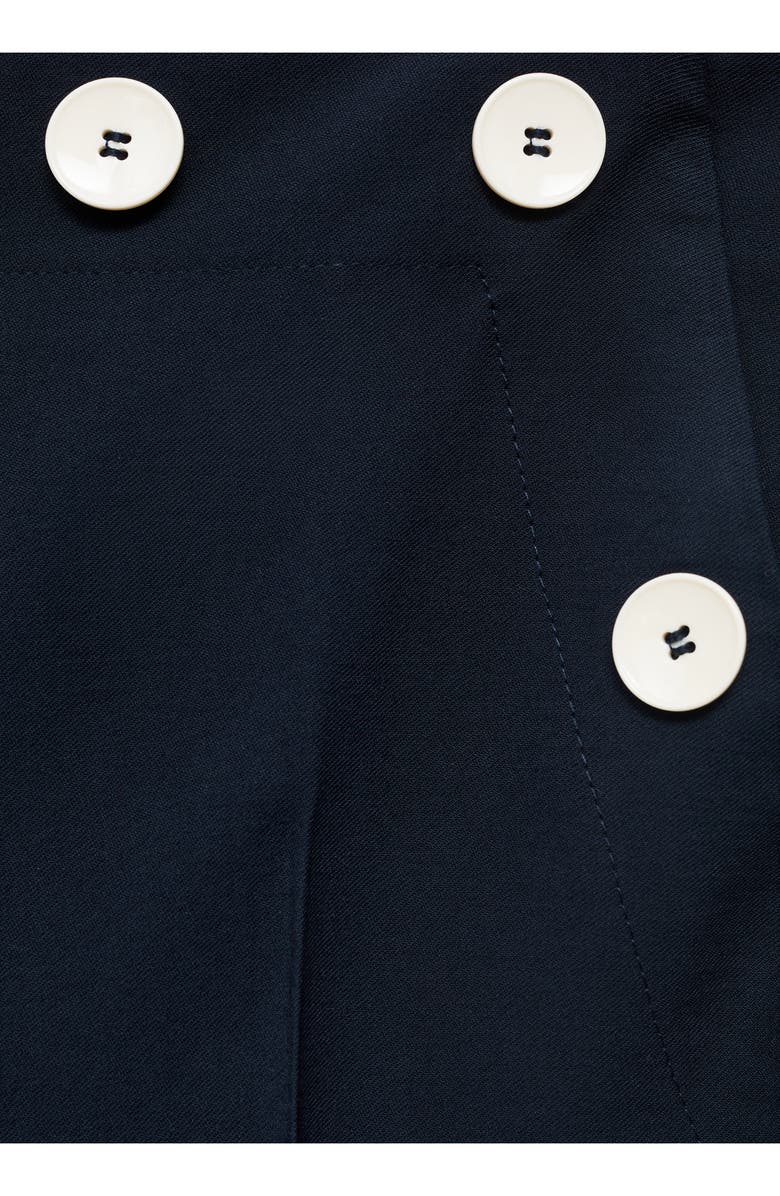 MANGO Contrast Button Straight Leg Pants, Alternate, color, Navy