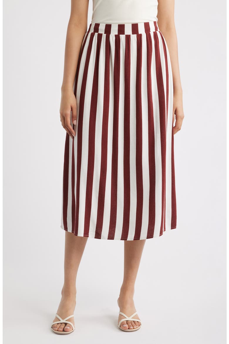 Stripe A-Line Skirt, Main, color, IVORY BRANDY BROWN STRIPE