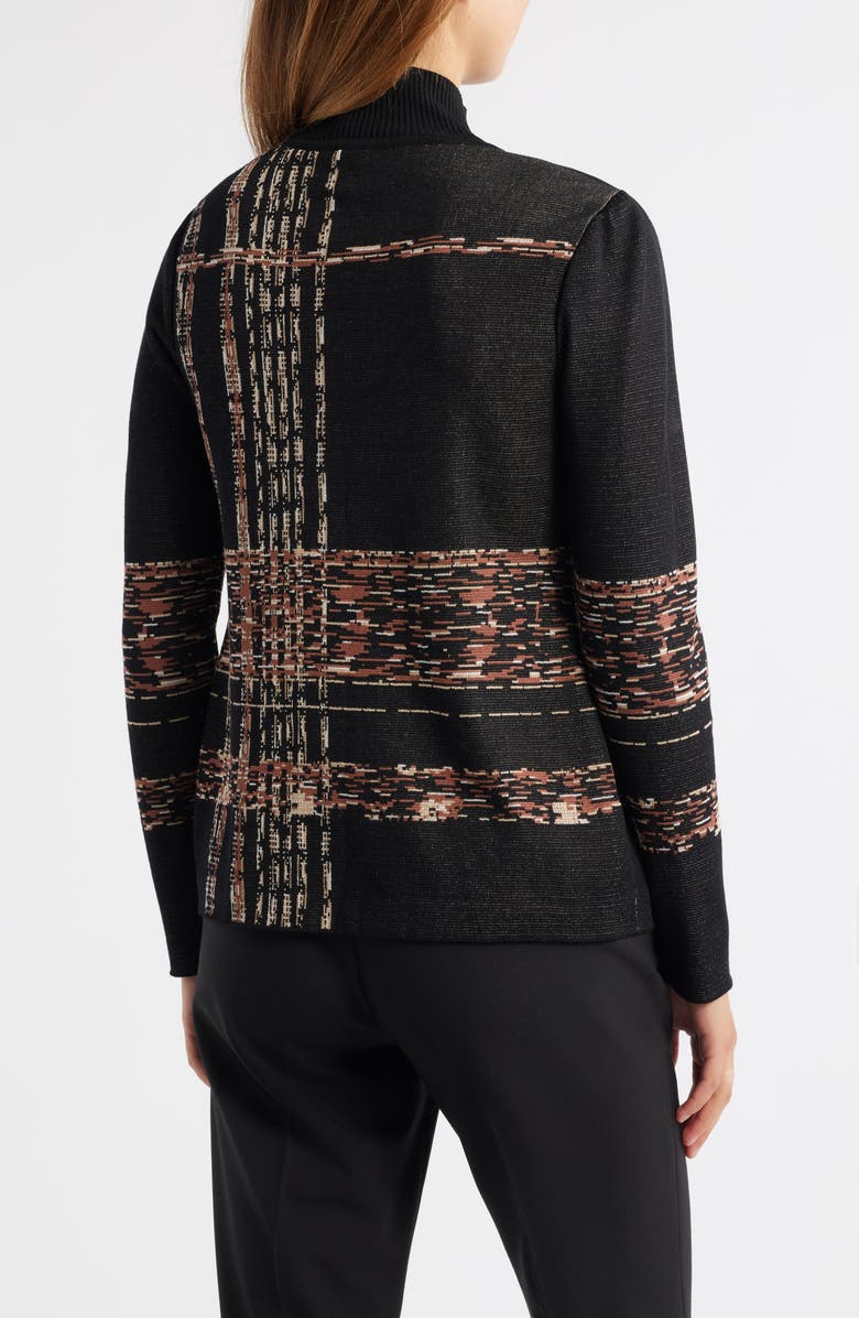 Anne Klein Mock Neck Jacquard Sweater, Alternate, color, Anne Black Multi