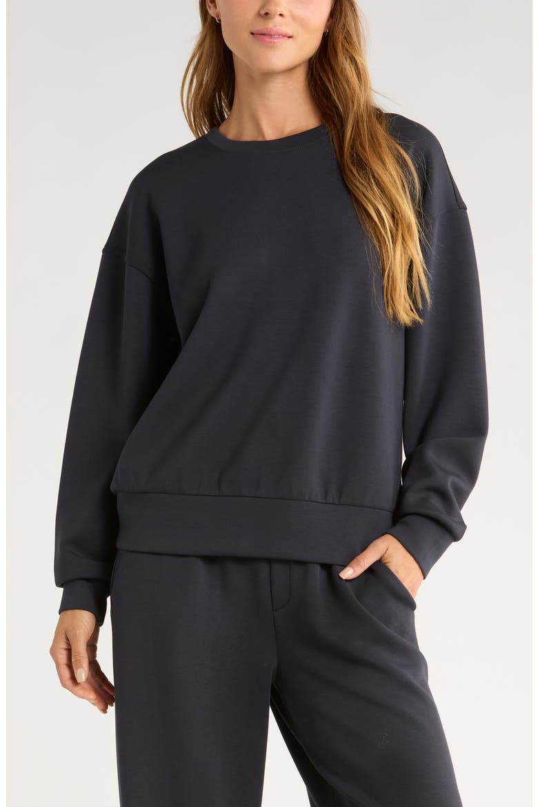 Soft Luxe Boxy Crew Sweatshirt, Main, color, BLACK