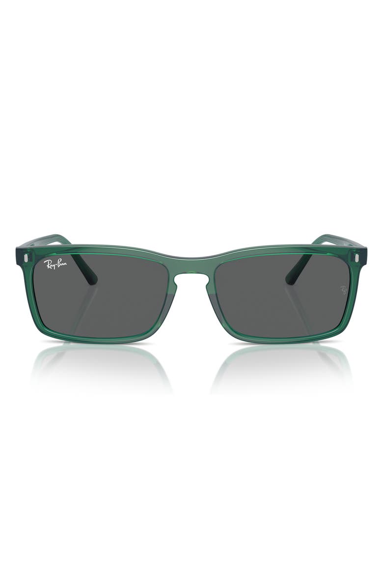 Ray-Ban 56mm Rectangular Sunglasses, Alternate, color, Transparent Green