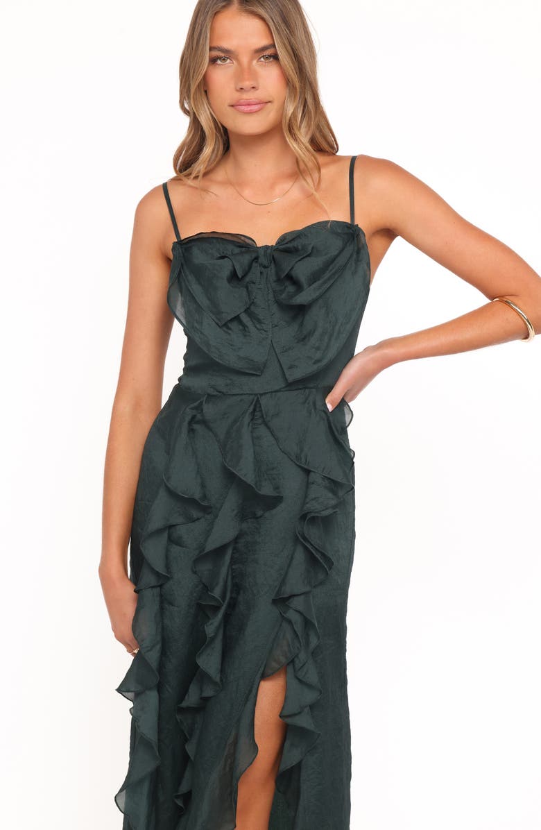 Petal & Pup Adelyn Ruffle Midi Dress, Alternate, color, Emerald