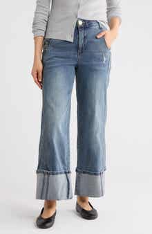 Democracy High Waist Cuffed Wide Leg Jeans