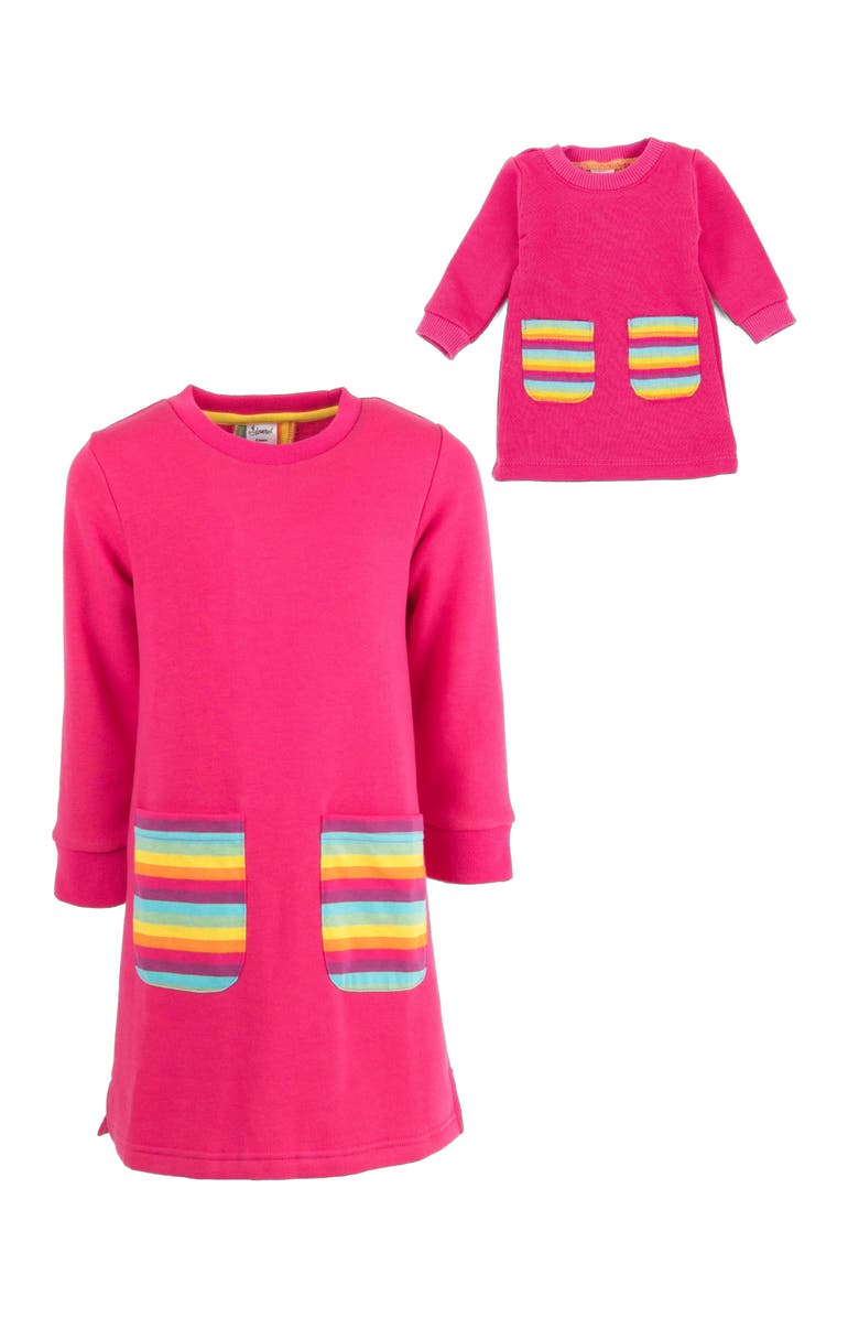 Leveret Girls Sweatshirt Dress with Matching Doll Dress, Alternate, color, Pink