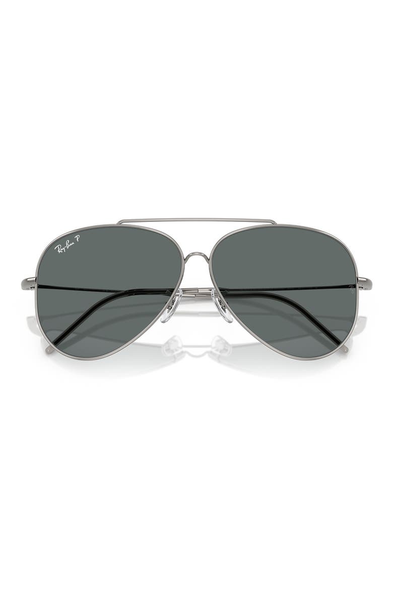 Reverse 62mm Oversize Aviator Sunglasses, Alternate, color, GUNMETAL