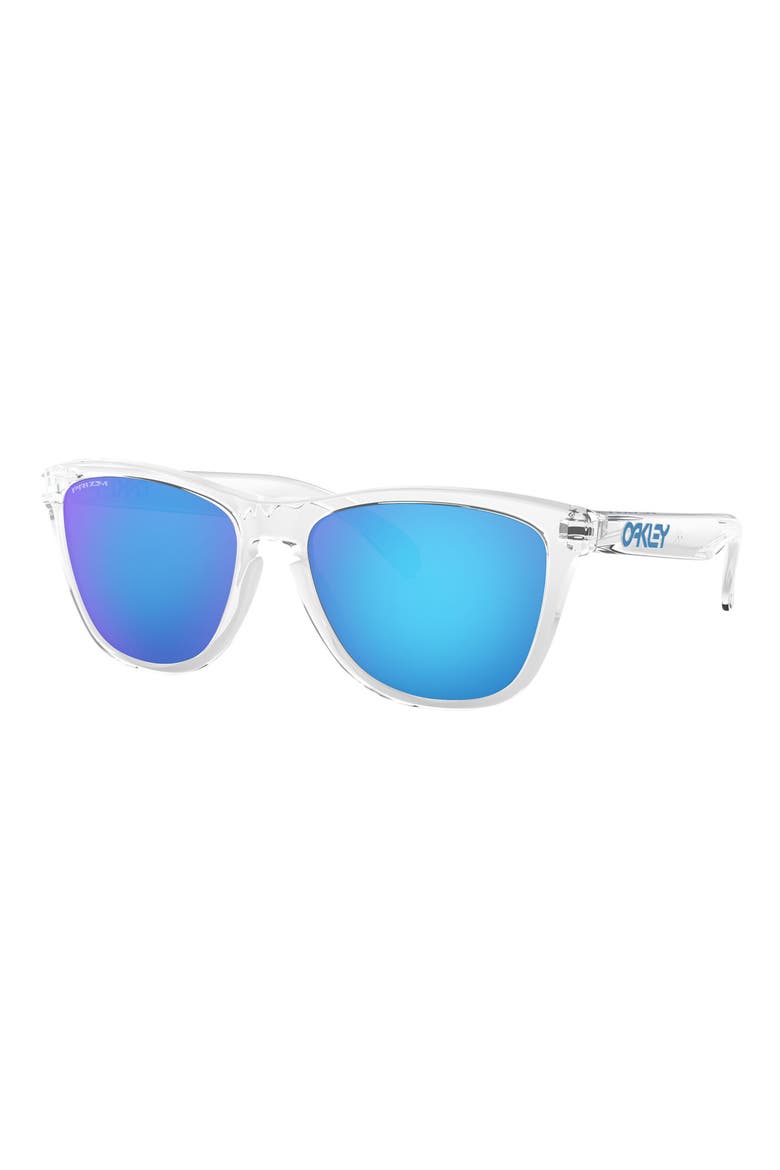 55mm Polarized Rectangular Sunglasses, Alternate, color, CLEAR/ BLUE