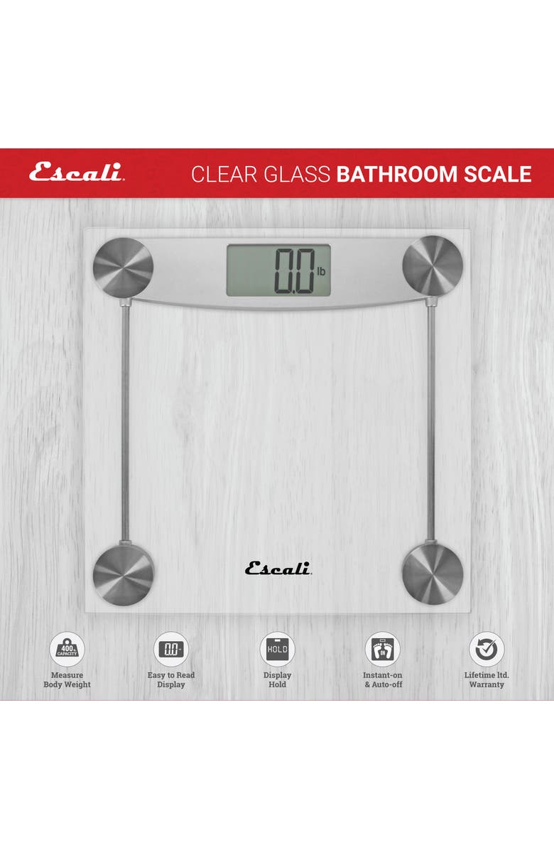 ESCALI Glass & Chrome Bathroom Scale, Alternate, color, Clear