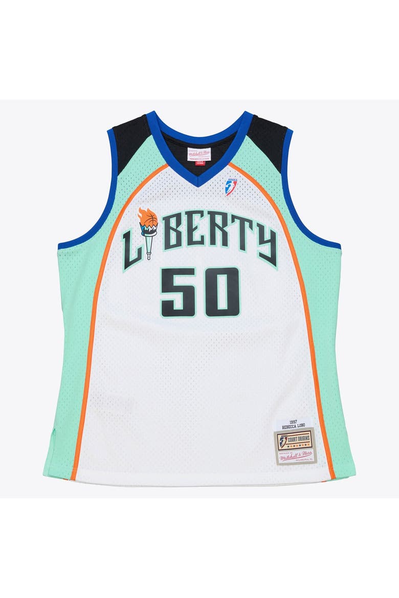 Unisex Mitchell & Ness Rebecca Lobo White New York Liberty Court Origins Swingman Jersey, Main, color, White