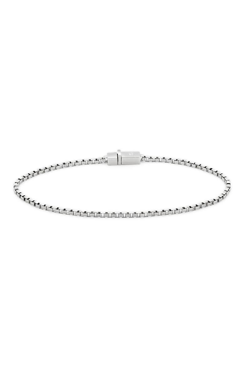 Square Sterling Silver Box Chain Bracelet, Main, color, STERLING SILVER