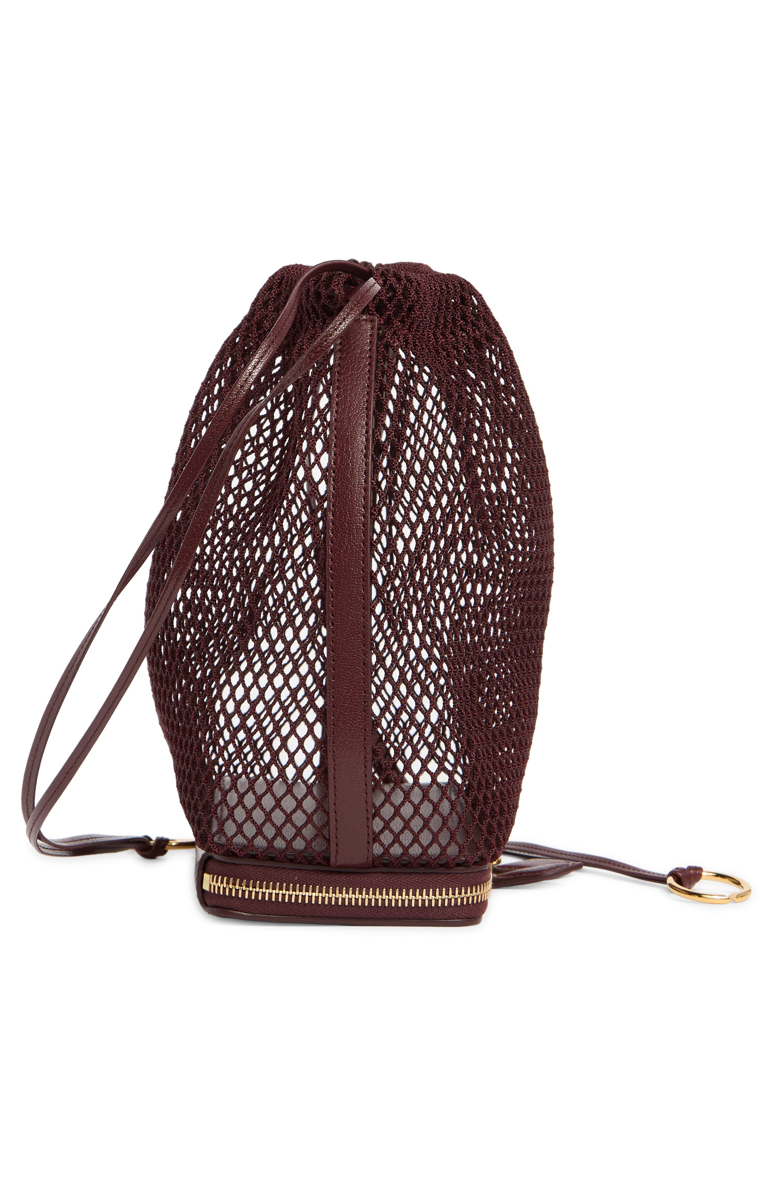 Le Pochon Fishnet Shoulder Bag, Alternate, color, ROUGE GRENAT 325