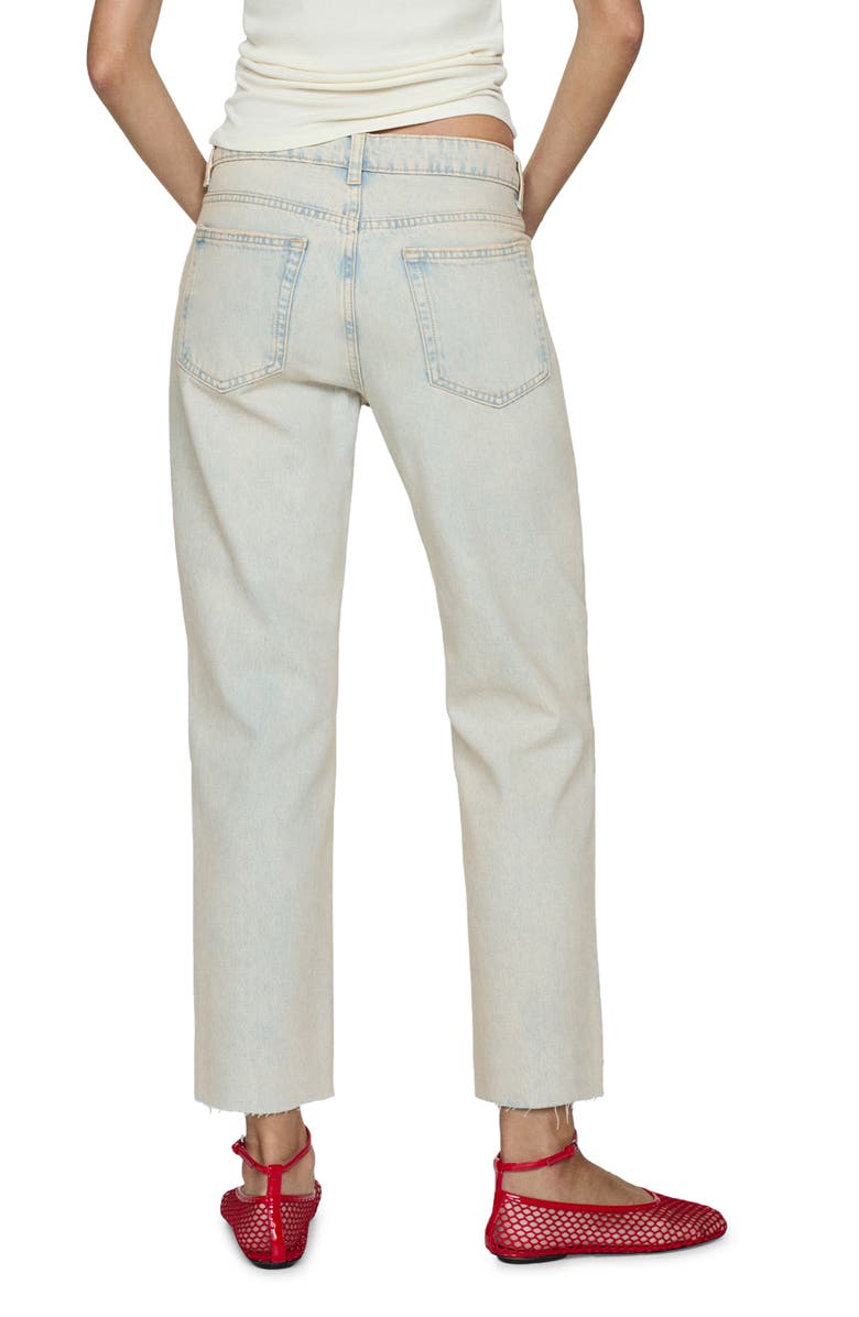 MANGO Raw Hem Crop Straight Leg Jeans, Alternate, color,