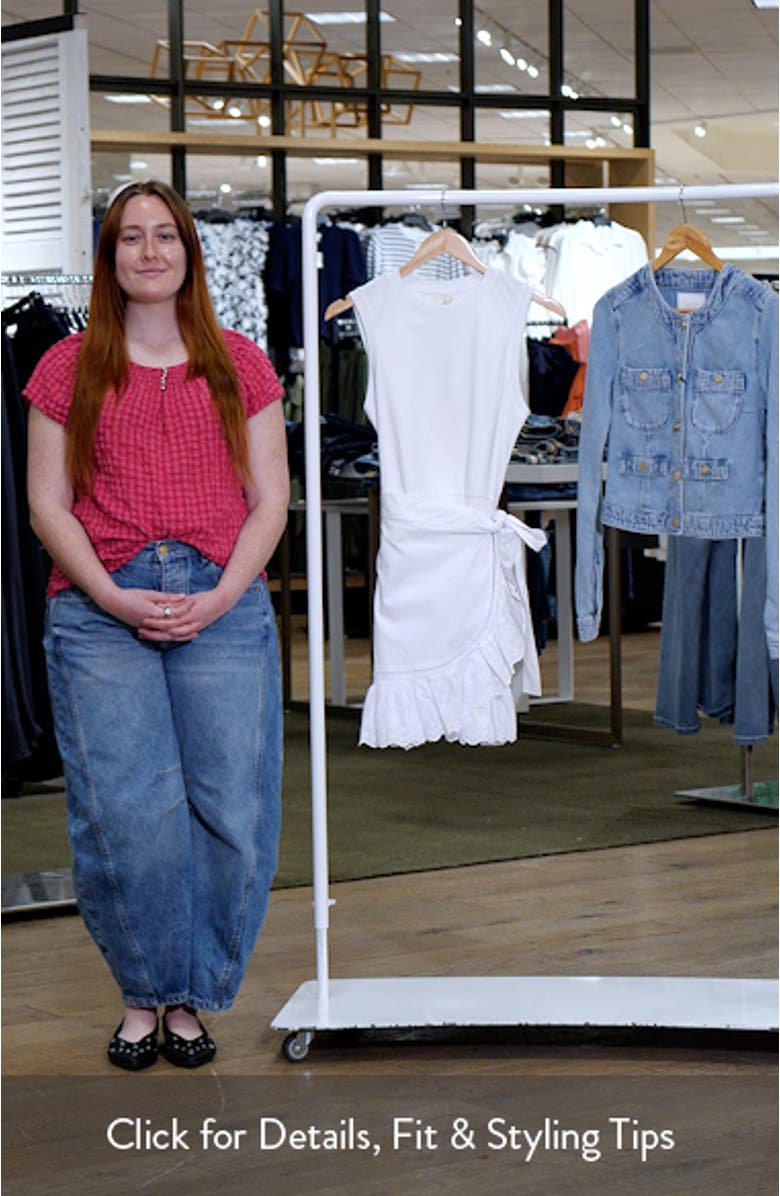 Sleeveless Eyelet Stretch Cotton Wrap Dress, sales video thumbnail