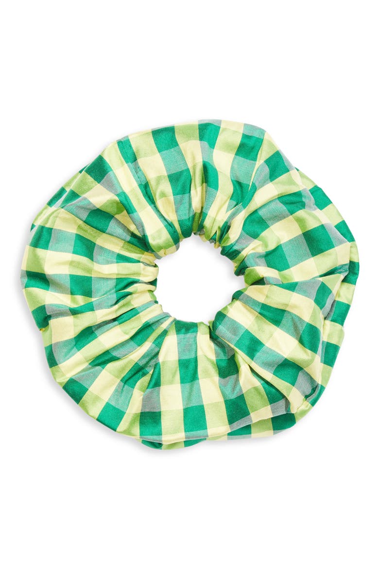 Oversize Silk Scrunchie, Main, color, GINGHAM GREEN YELLOW