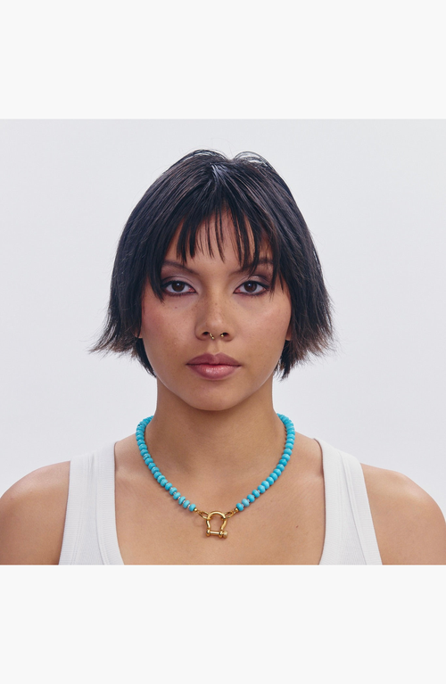 Shop Spicy Dan Stella Turquoise Gold Plated Necklace In Blue