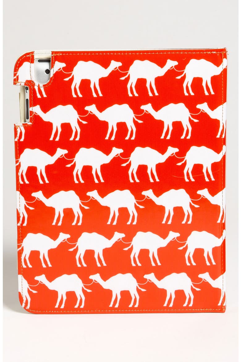 'camels on parade' iPad case, Alternate, color, ORANGE/ WHITE