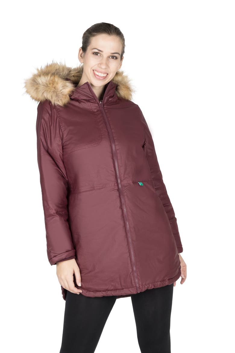 Sofia - Waxed Shell 3 in 1 Maternity Parka, Alternate, color, BURGUNDY