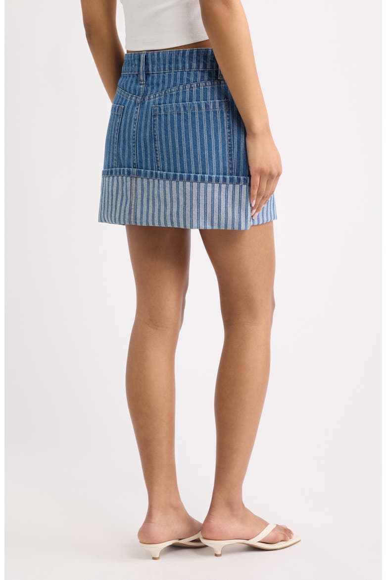 Stripe Jacquard Utility Cuffed Miniskirt, Alternate, color, LIGHT WASH