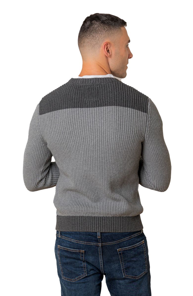 Hope & Henry Organic Crew Neck Shoulder Detail Sweater, Alternate, color, Gray Heather Colorblock