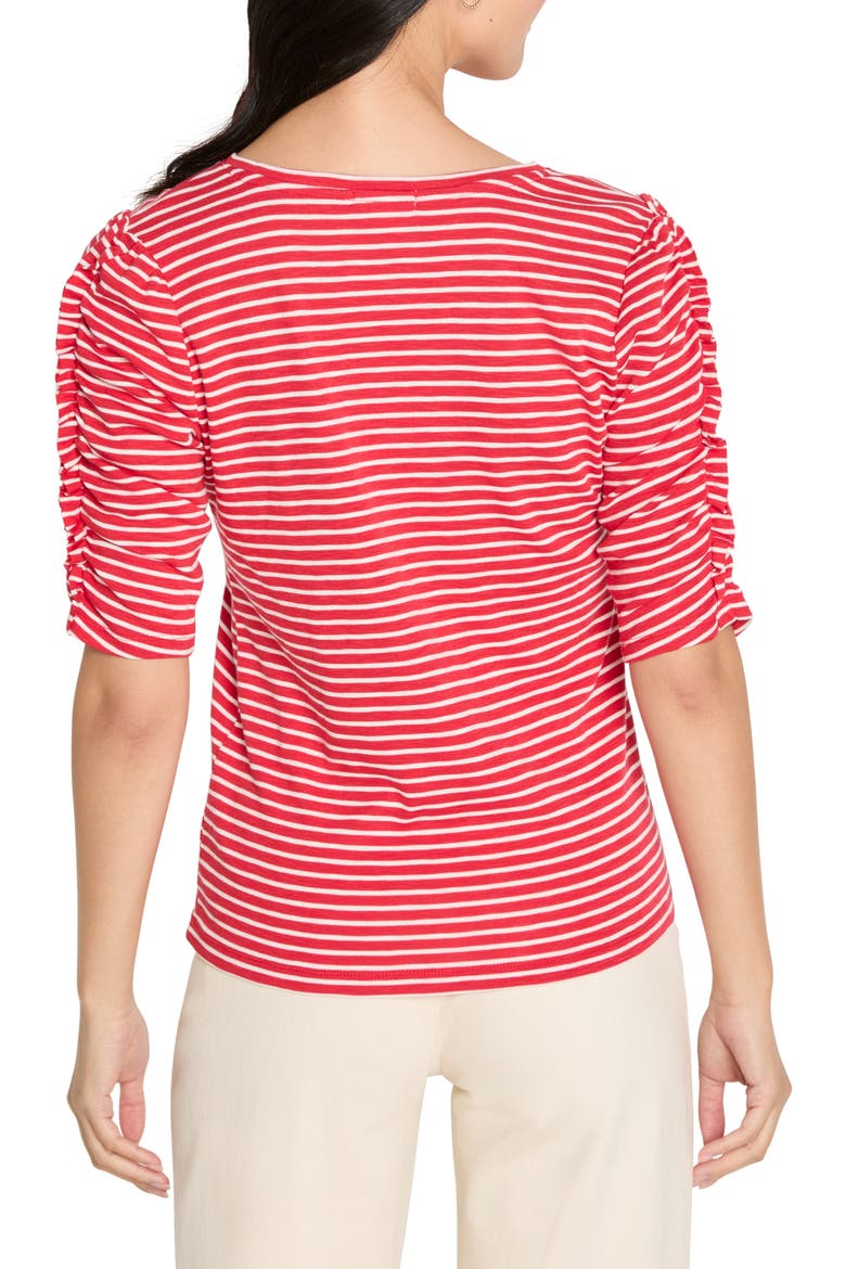 Striped Ruched Sleeve Top, Alternate, color, RED MULTI