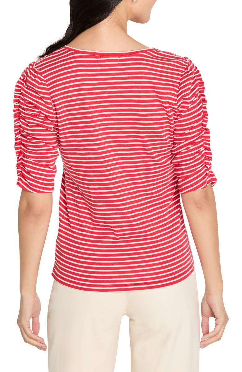NZT by NIC+ZOE Striped Ruched Sleeve Top, Alternate, color, Red Multi